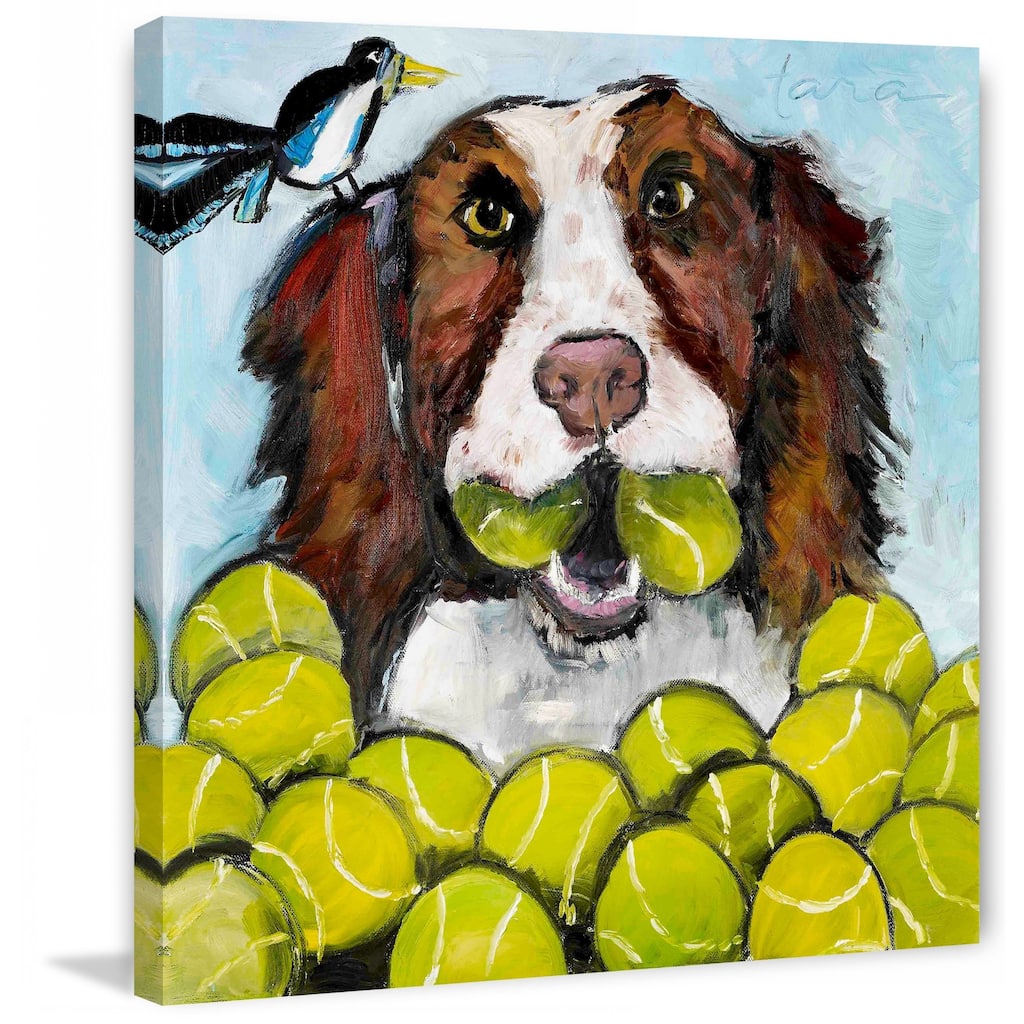 Marmont Hill - 'Tara Likes Tennis' by Tori Campisi Painting Print on Canvas - Multi-Color
