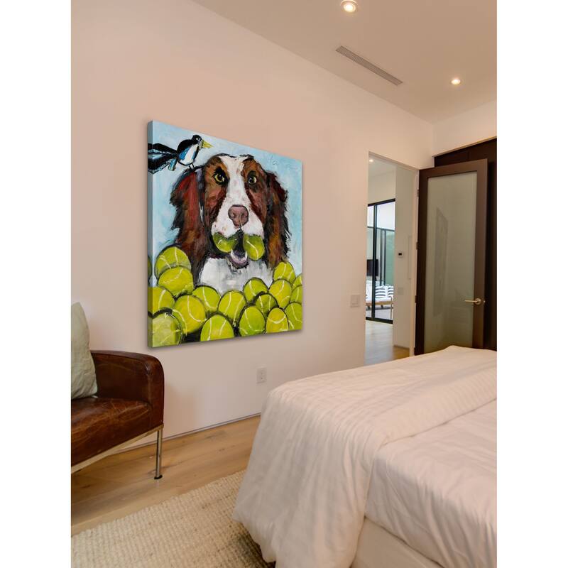 Marmont Hill - 'Tara Likes Tennis' by Tori Campisi Painting Print on Canvas - Multi-Color