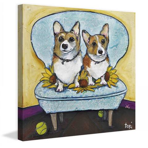 Marmont Hill - Handmade Corgis in Chai Painting Print on Canvas