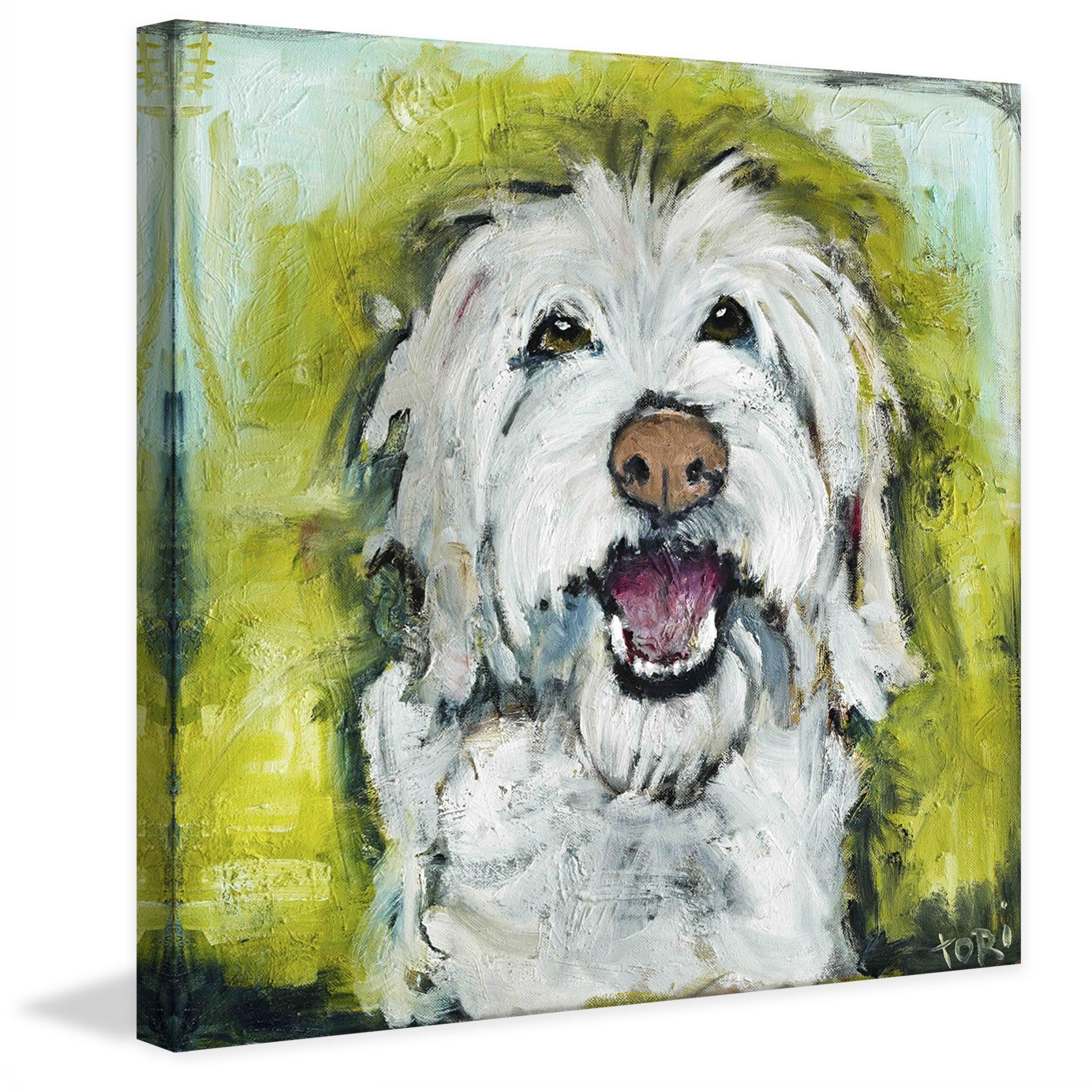Handmade Smiley Dog Painting Print on 