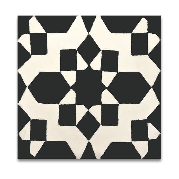 Affos in Black and White Handmade 8x8-inch Moroccan Tile (Pack of 12)