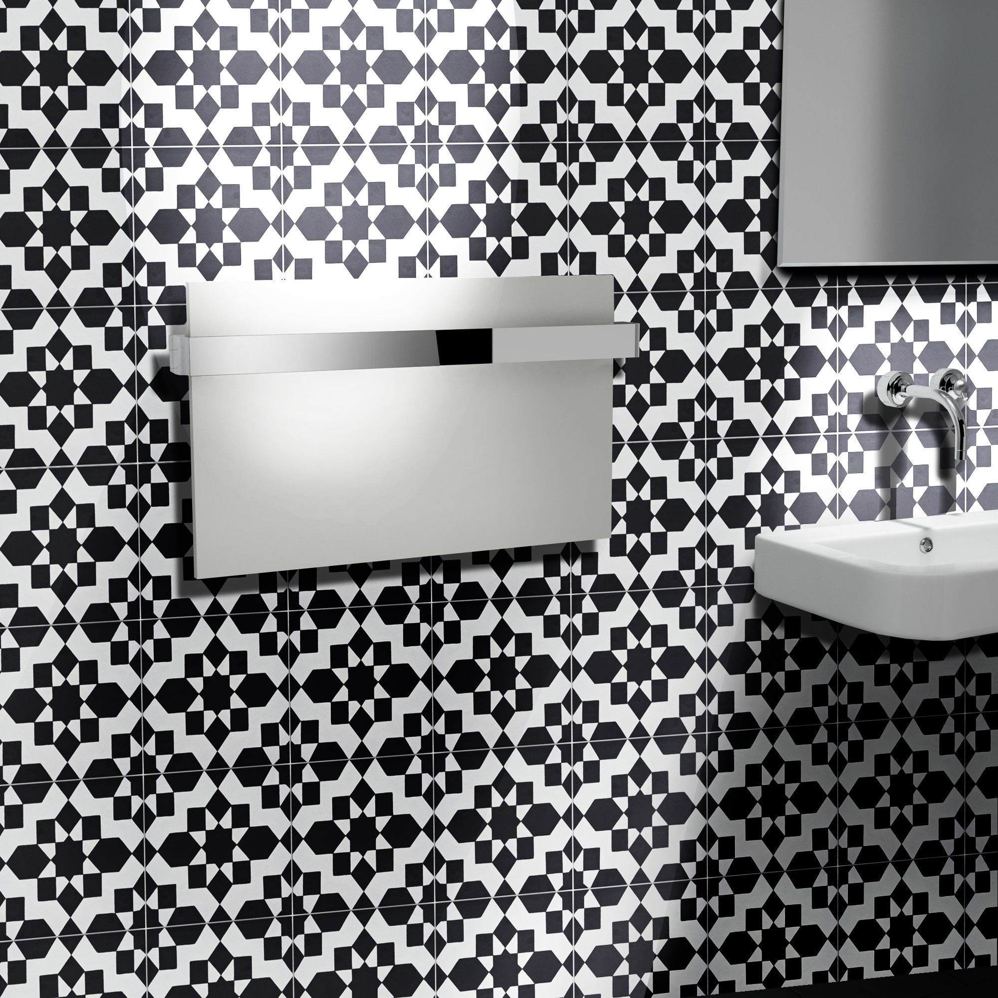 Handmade Affos in Black and White Tile, Pack of 12 (Morocco)