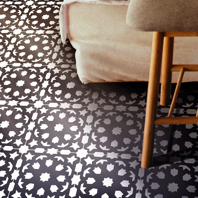 Handmade Fes in Black and White Tile, Pack of 12 (Morocco)
