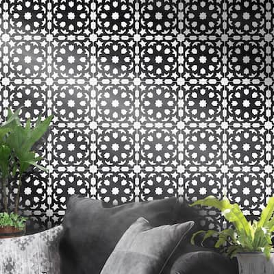 Handmade Fes in Black and White Tile, Pack of 12 (Morocco)