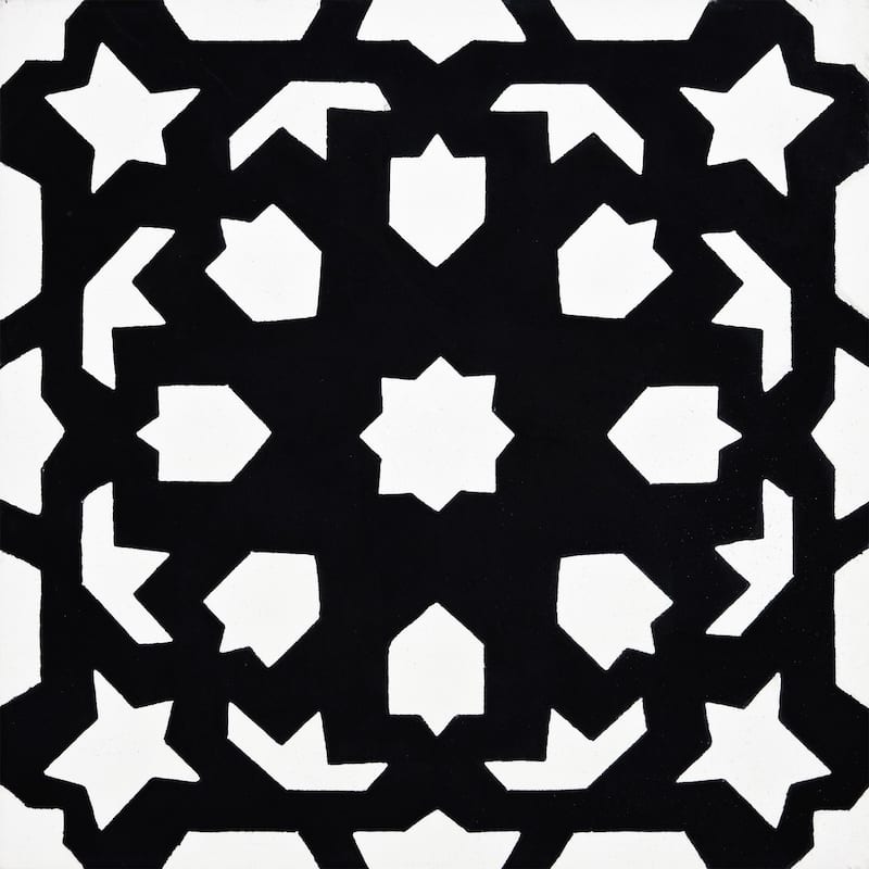 Handmade Fes in Black and White Tile, Pack of 12 (Morocco)