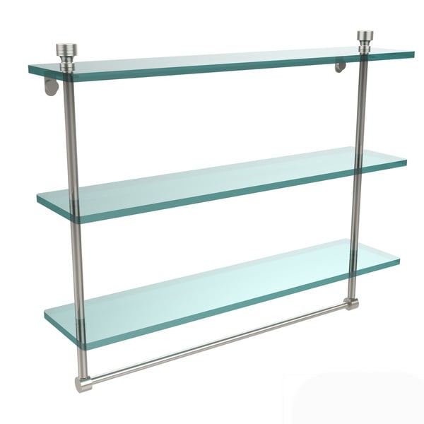 Allied Brass Foxtrot Collection 22-inch Triple Tiered Glass Shelf with Integrated Towel Bar