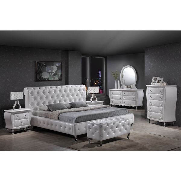 William\'s Home Furnishing Leatherette Tufted Crystal Bed Set ... William\'s Home Furnishing Leatherette Tufted Crystal Bed Set ...