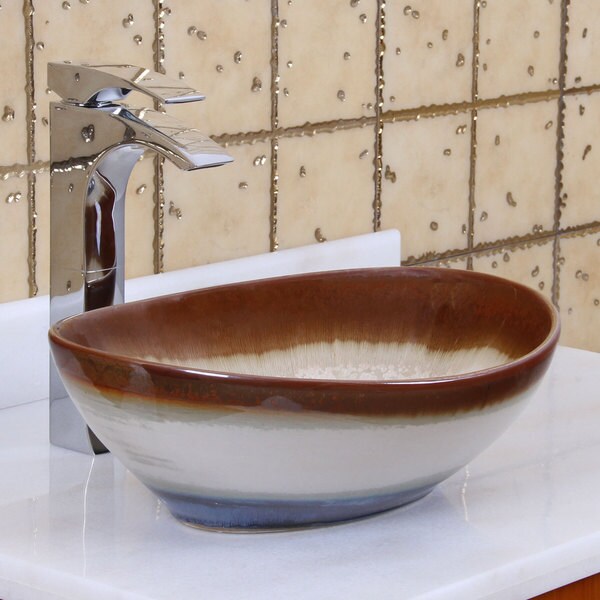 Shop Elite 1554 Oval Multicolor Glaze Porcelain Ceramic Bathroom Vessel