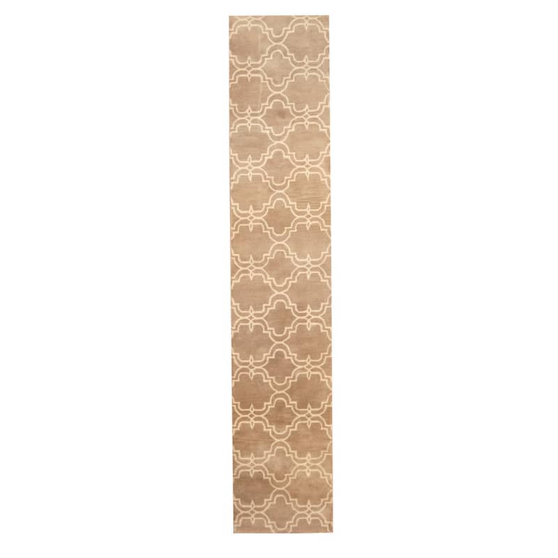 Handmade Tibetan Wool Runner (India) - 2'4 x 12'