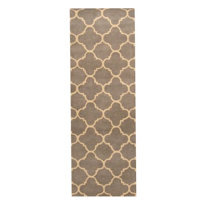 HERAT ORIENTAL Handmade Tibetan Wool Trellis Design Runner - 2'1 x 6'2