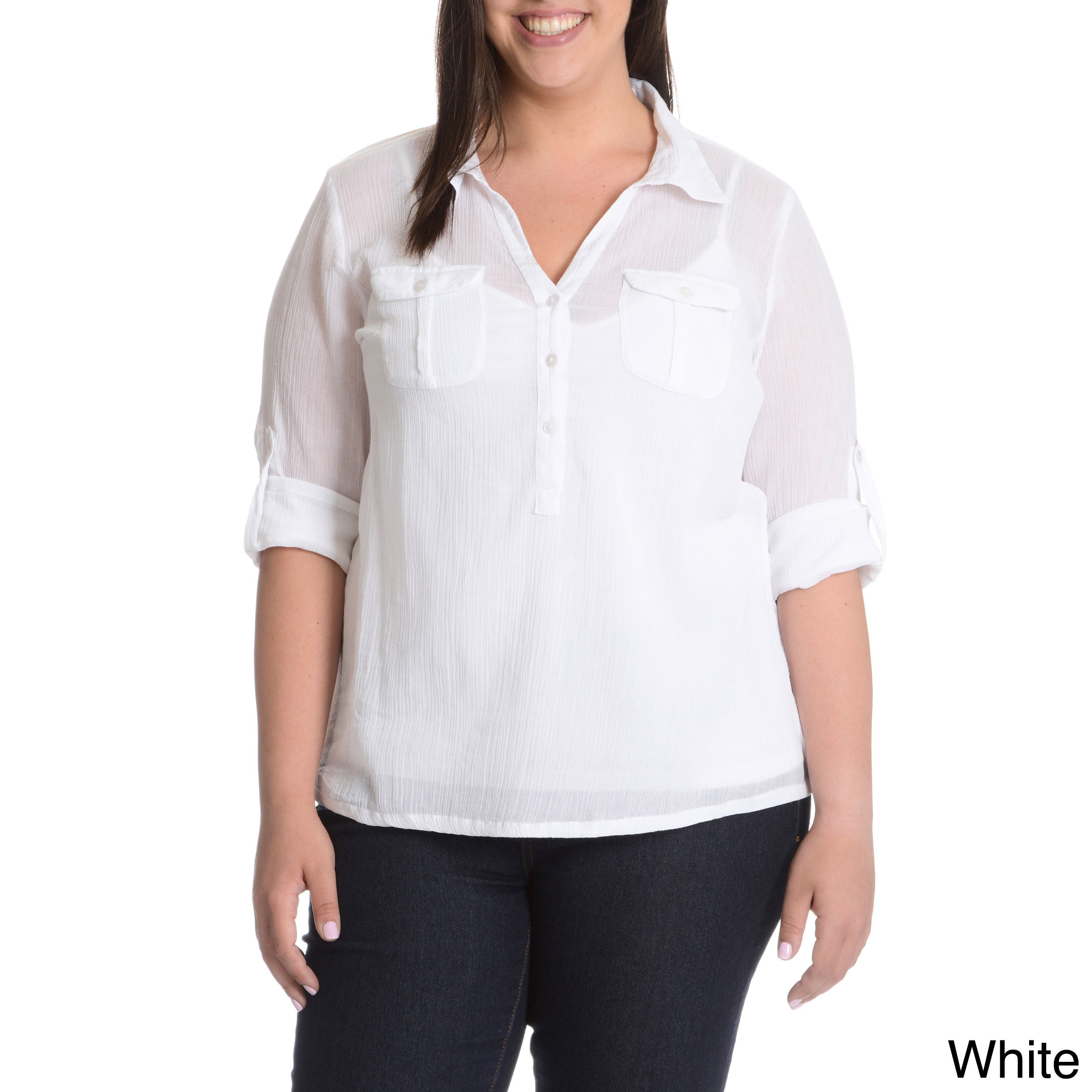 plus size white collar shirt