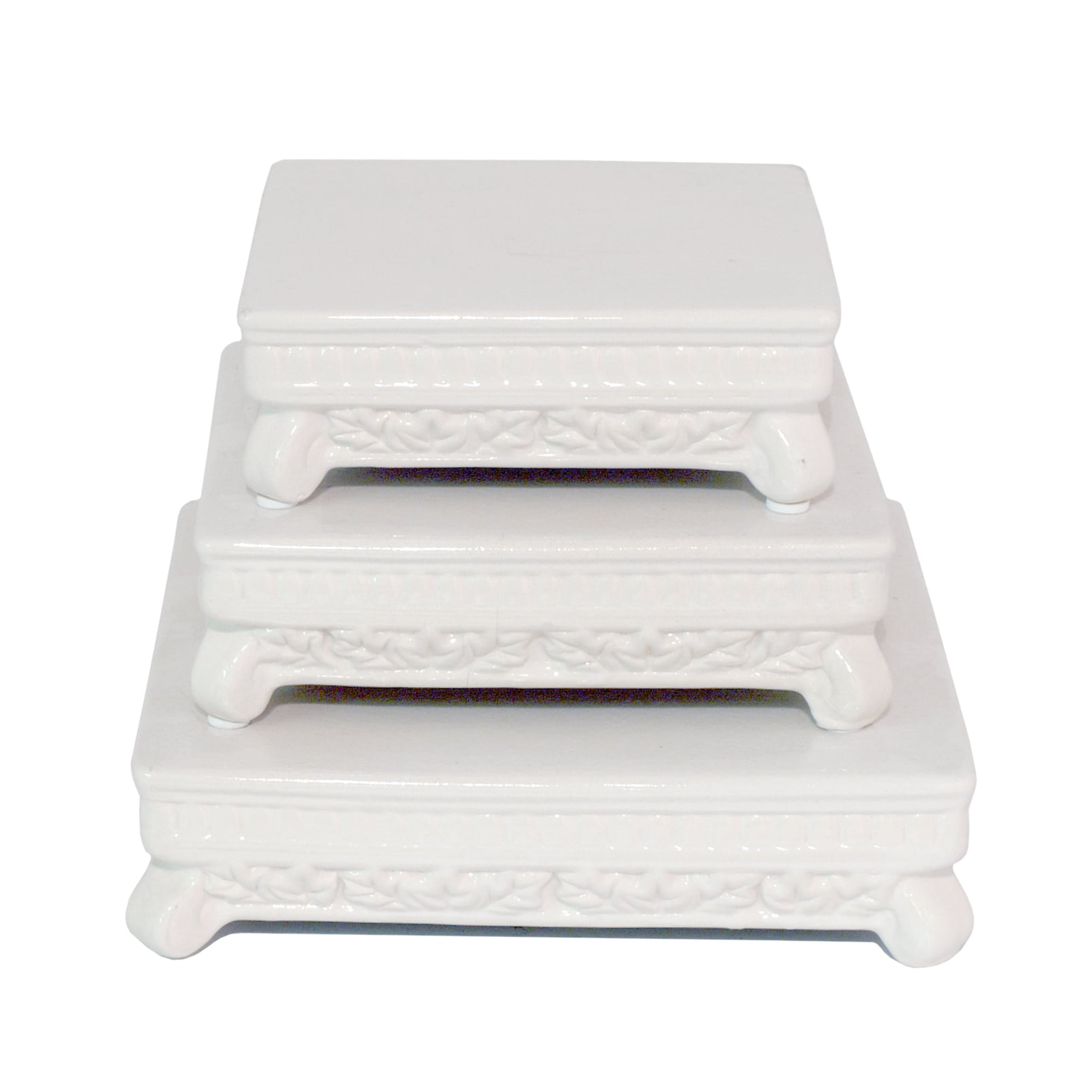 Shop Three Hands Decorative White Pedestal Set Of 3 Free