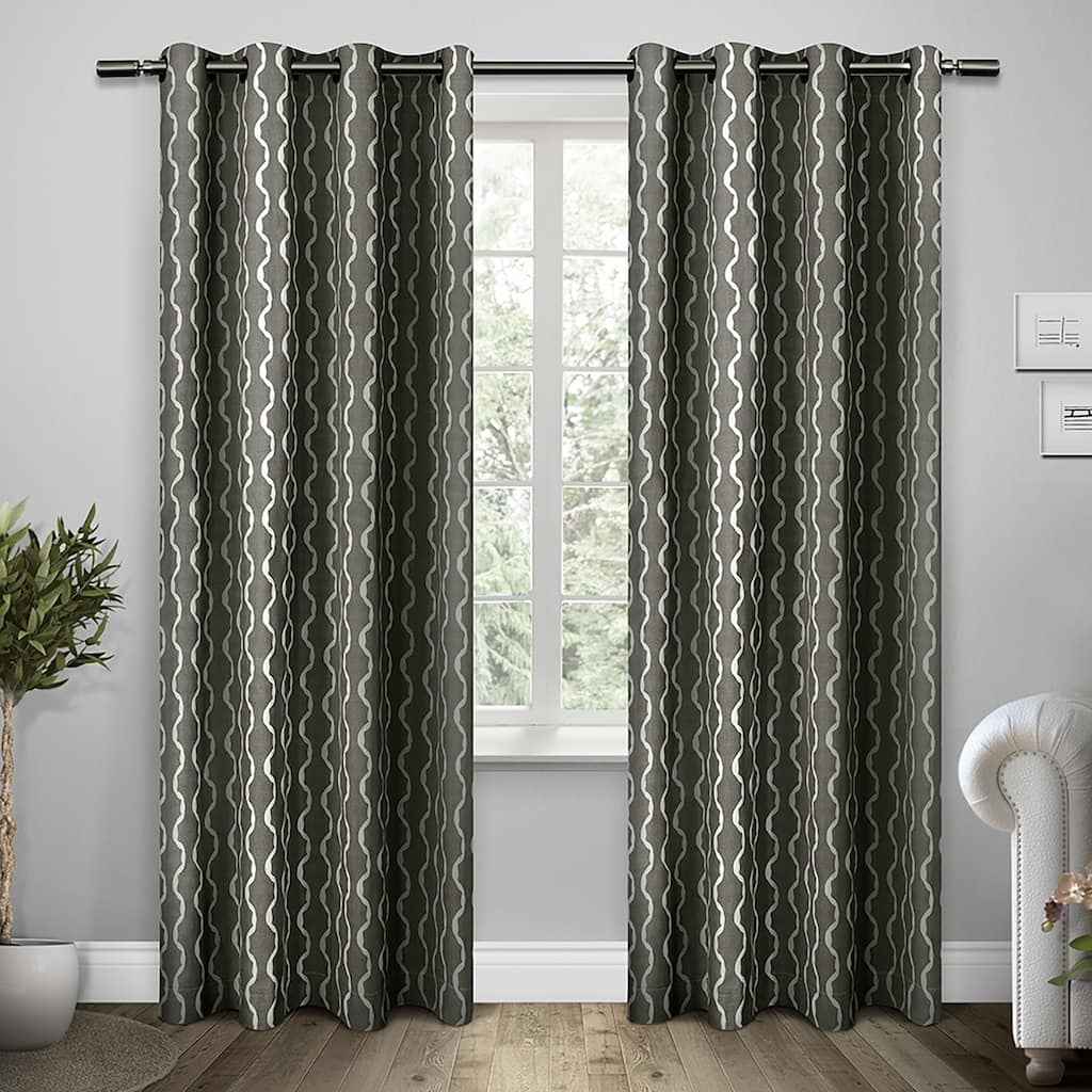 ATI Home Trellis Cotton Grommet Top Curtain Panel Pair
