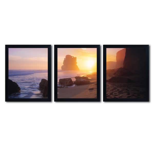 David Evans 'Apostles from the Beach' Three 16x20 Black Framed Canvas ...