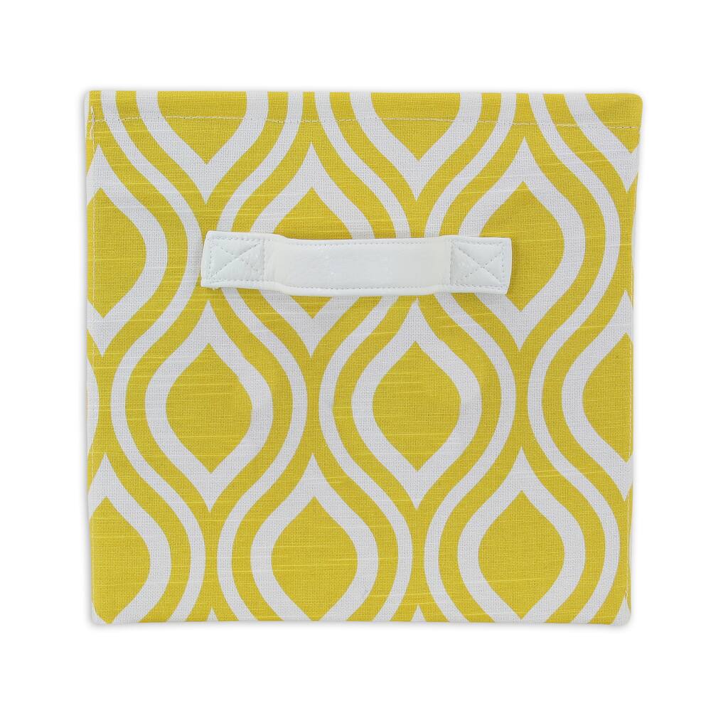 Nichole Corn Yellow Storage Bin with Avanti White Handle