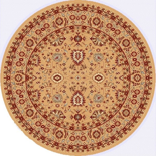 Renaissance Brown/Cream Traditional Print Area Rug (53 x 53 Round)