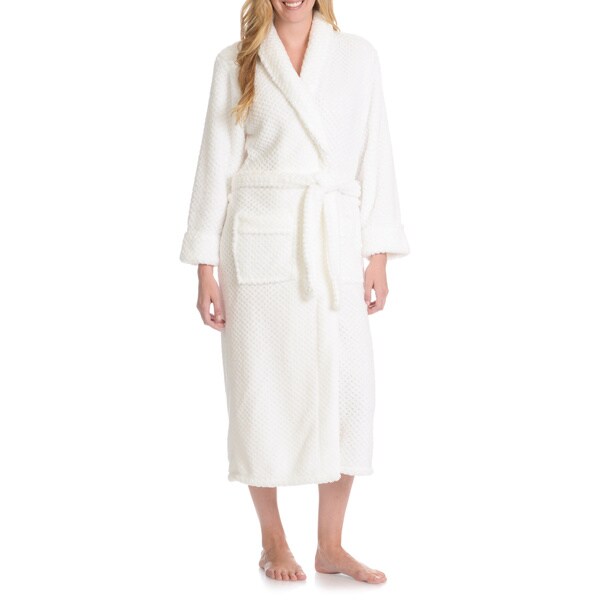 Shop La Cera Women's Textured Plush Full-Length Bath Robe - Free ...