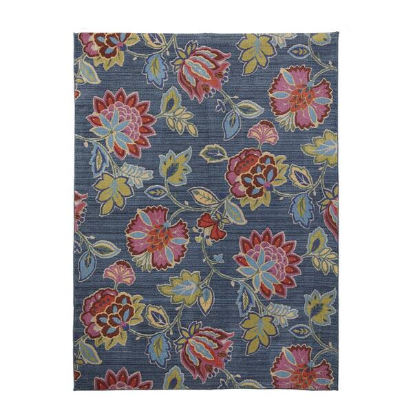 Spaces by Welspun Transitional Floral Jewel-toned Flowers Blue Area Rug ...