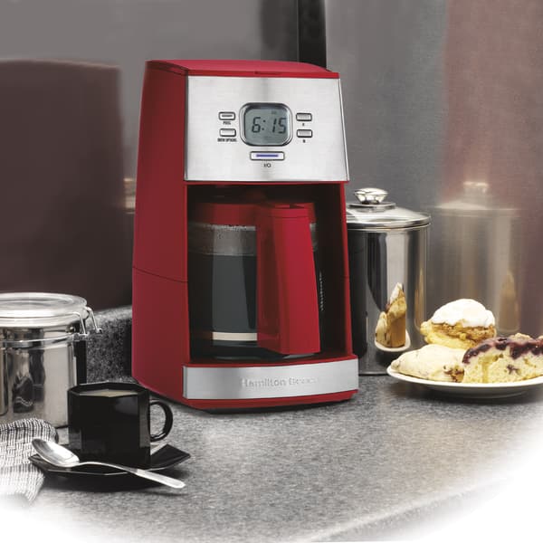 Hamilton Beach Red Ensemble Programmable 12 Cup Coffee Maker - Bed