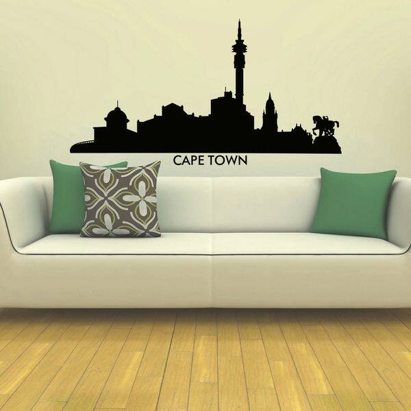 Cape Town Skyline City Silhouette Vinyl Wall Art Decal Sticker Bed Bath & Beyond 10425570