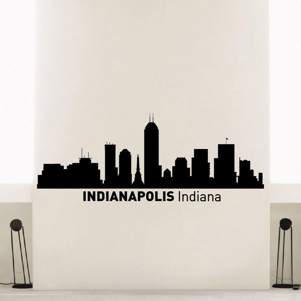 for sale wall city murals Wall City Vinyl Indiana Silhouette Art Skyline Indianapolis Decal