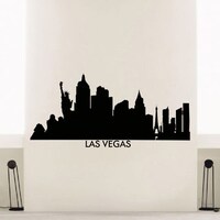 Las Vegas Skyline City Silhouette Vinyl Wall Art Decal Sticker - Bed ...
