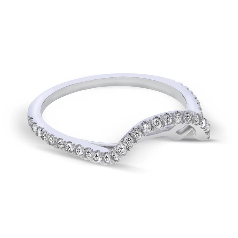 Annello by Kobelli 14k White Gold 1/5ct TDW Curved Diamond Enhancer Wedding Band