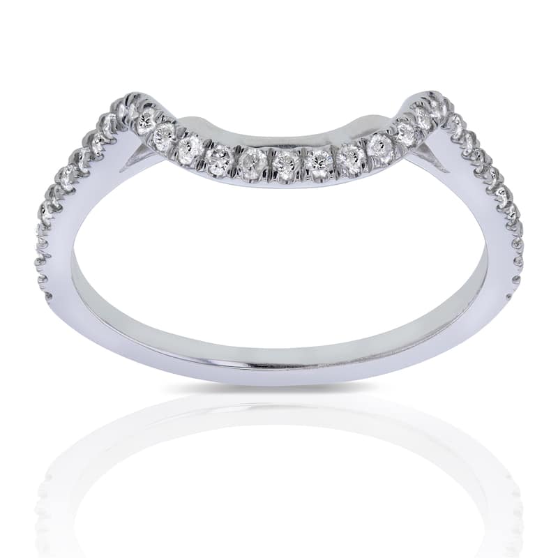 Annello by Kobelli 14k White Gold 1/5ct TDW Curved Diamond Enhancer Wedding Band