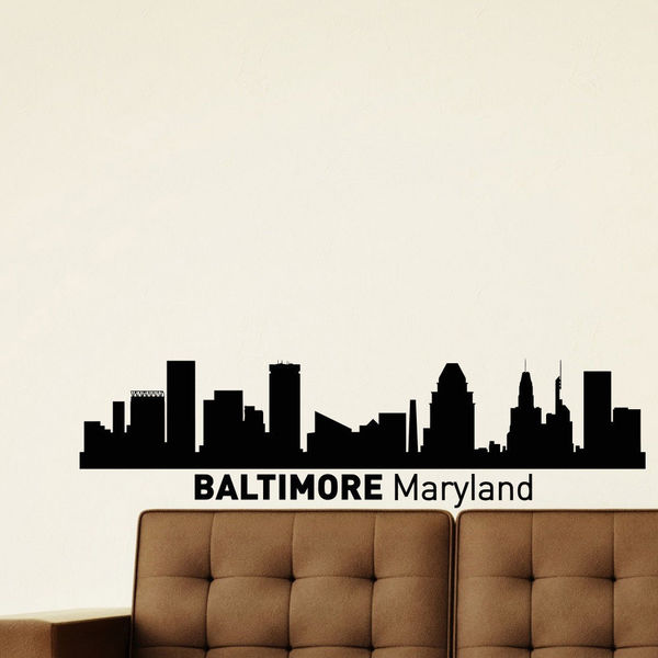 Baltimore Maryland Skyline City Silhouette Vinyl Wall Art Decal