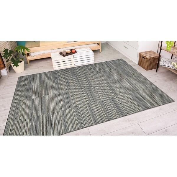 Vector Kennedy Black Tan Indoor Outdoor Area Rug 6