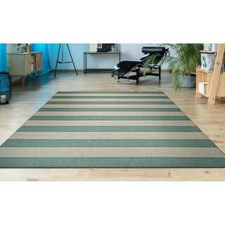 Hampton Striped Green Cream Indoor Outdoor Area Rug 9 2 X Indoor Outdoor Area Rug