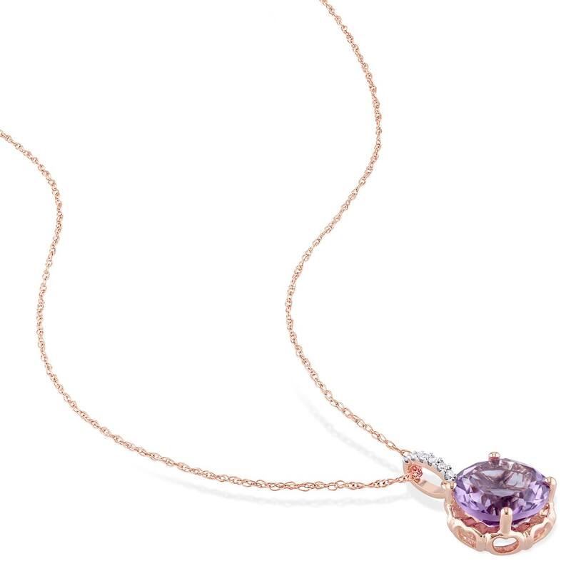 Miadora 10k Rose gold Amethyst and Diamond Accent Necklace - Purple