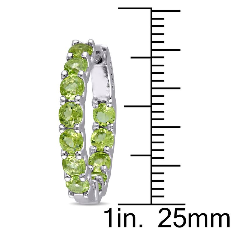 Miadora Sterling Silver Peridot Hoop Earrings
