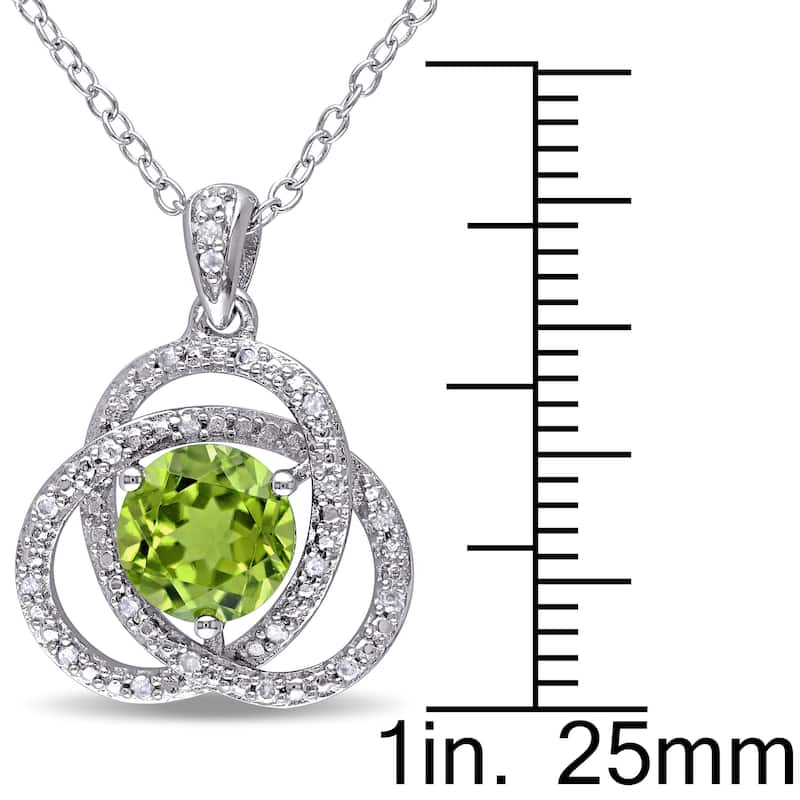 Miadora Sterling Silver Peridot and 1/10ct TDW Diamond Necklace (G-H, I2-I3) - Green