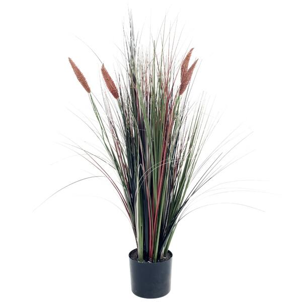 Shop 4 Foot Artificial Romano Cattail Grass Large Faux Potted