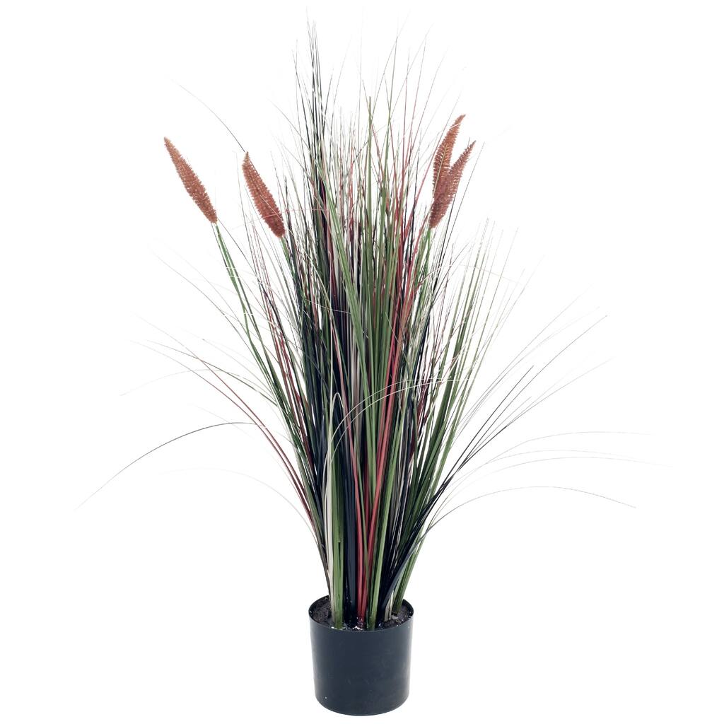 4 Foot Artificial Romano Cattail Grass - Large Faux Potted Plant for Decoration at Home, Office, or Restaurant by Pure Garden