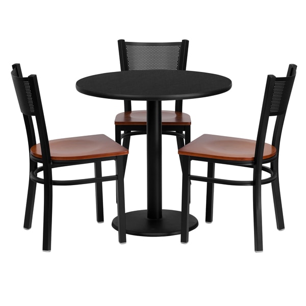 30 Inch Round Black Laminate Table Set With Three 3 Grid Back Metal Chairs 0c21234d E0d8 4231 B72c 0880c8dda082 600 