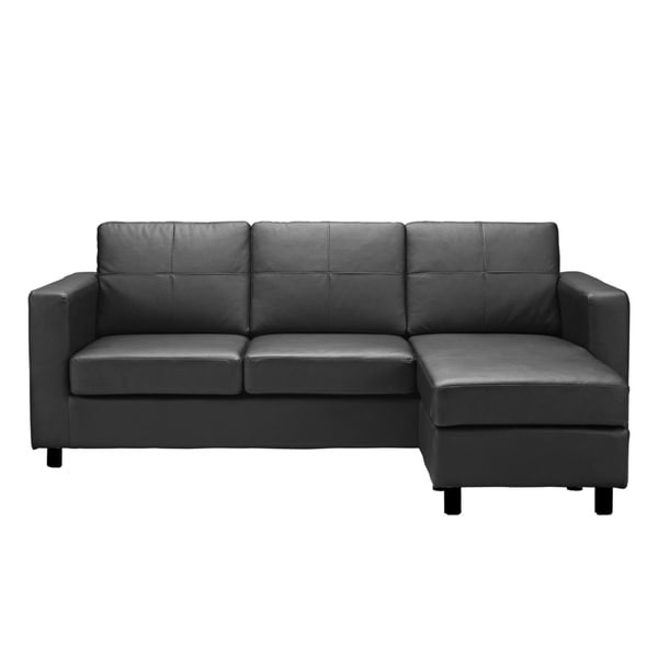 Bonded Leather Small Space Sectional Sofa with Reversible Chaise ...