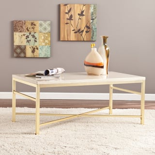 slide 1 of 1, Harper Blvd Ogden Travertine Faux Stone Coffee/ Cocktail Table