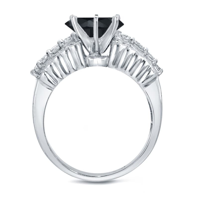 Auriya 14k Gold 14k White Gold 2ctw Modern Black Diamond Engagement Ring Set