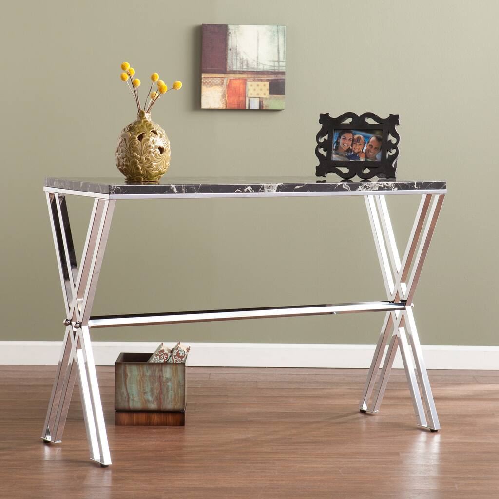 SEI Furniture Eldredge Black Marble Faux Stone Sofa/ Console Table