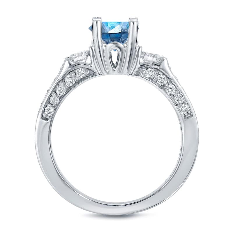Auriya 14k Gold 2ctw 3-Stone Blue Diamond Engagement Ring Set