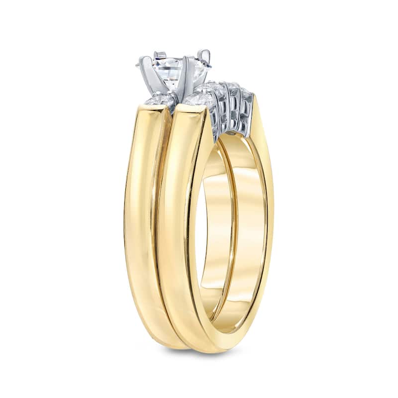 Auriya 14k Gold 1 1/4ctw 3-Stone Diamond Engagement Ring Set 14k Two-Tone Gold Certified
