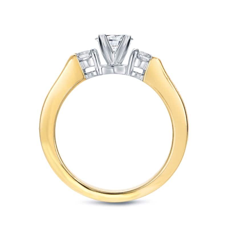 Auriya 14k Gold 1 1/4ctw 3-Stone Diamond Engagement Ring Set 14k Two-Tone Gold Certified