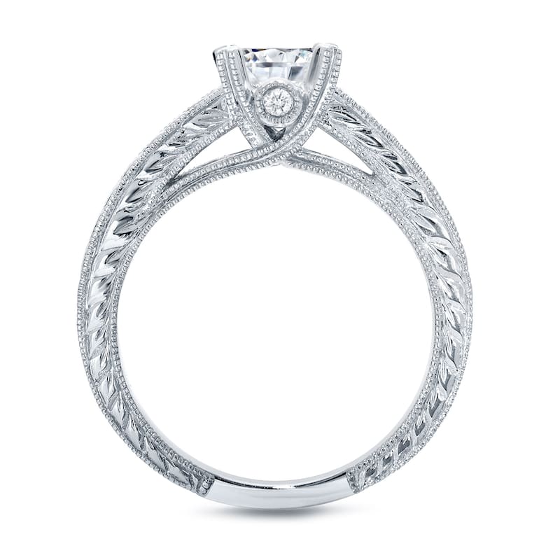 Auriya Vintage 1cttw Round Diamond Engagement Ring Set 14k White Gold Certified