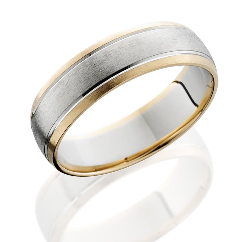 Bliss Men's 14k Two-Tone Gold 6mm Brushed Wedding Band