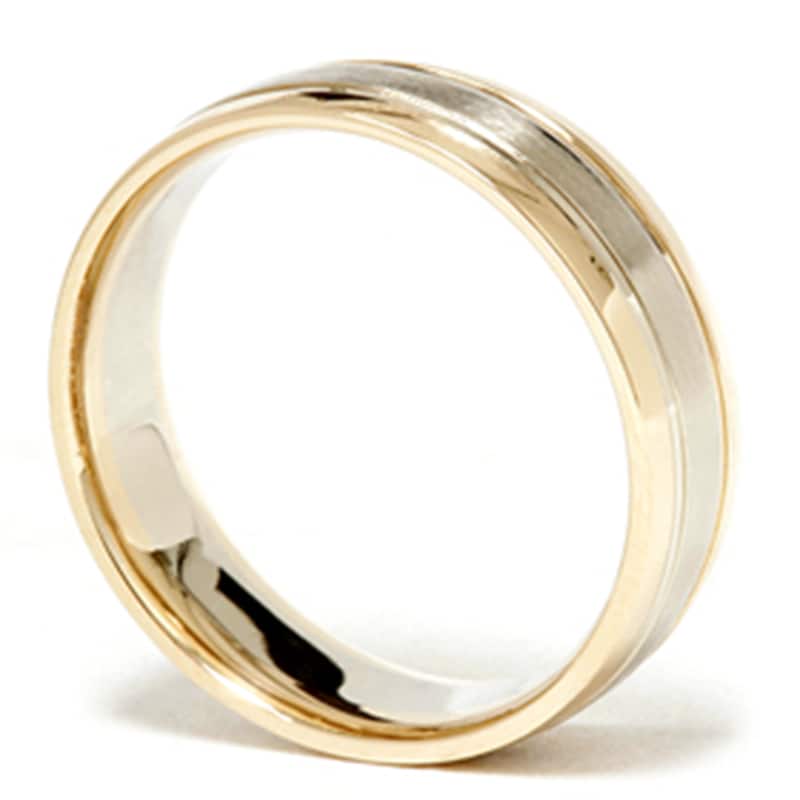 Bliss Men's 14k Two-Tone Gold 6mm Brushed Wedding Band