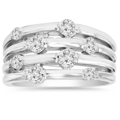 14k White Gold 1ct TDW Journey Diamond Right Hand Ring