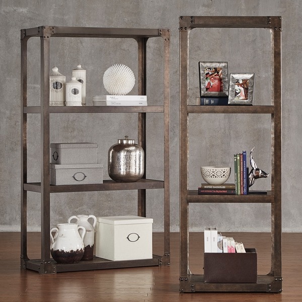 Shop Galena Industrial Modern Rustic Iron Bookcase Media Tower Free