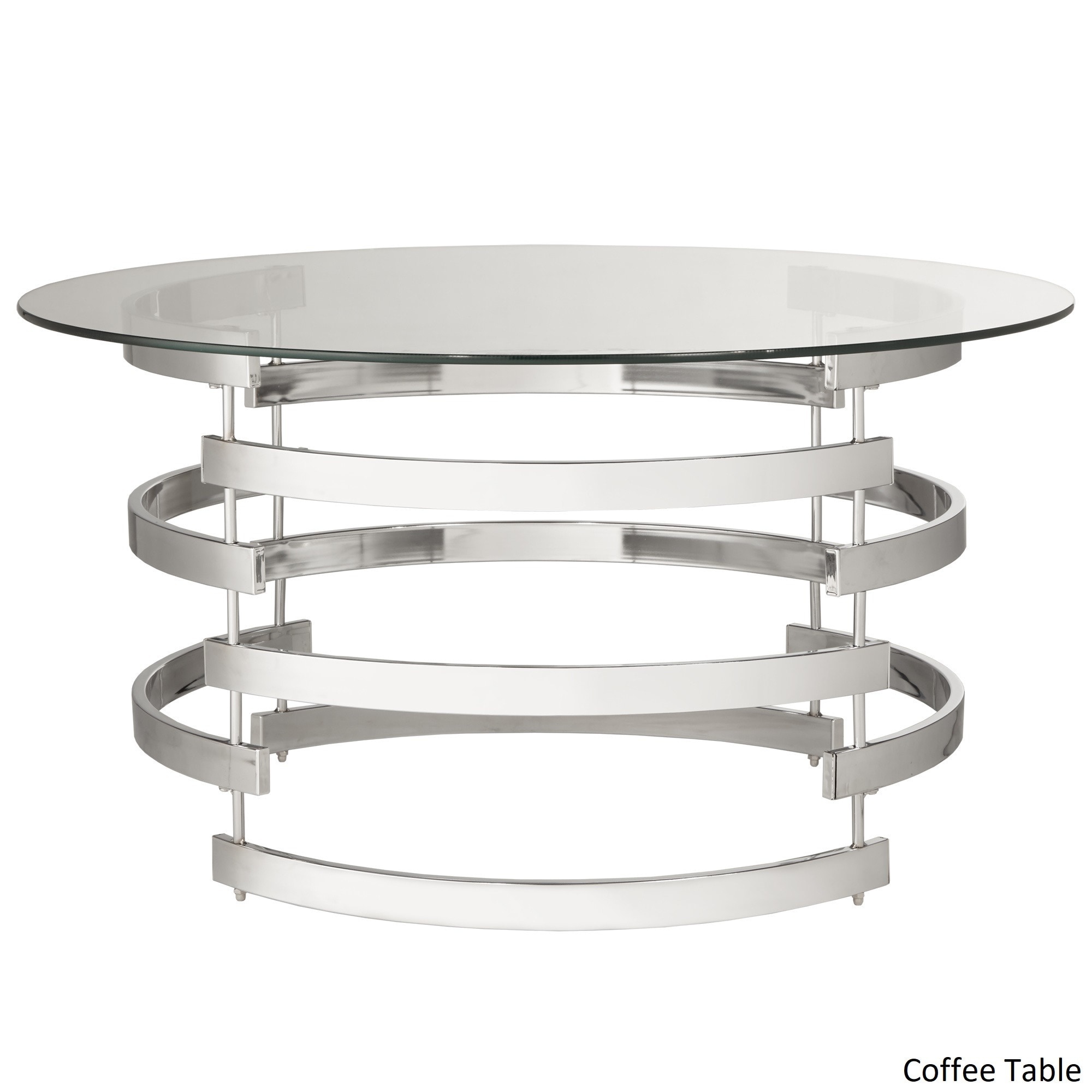 Nova Round Glass Top Vortex Iron Base Accent Table Or End Table by